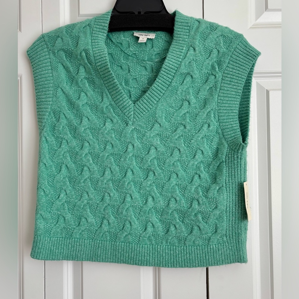 Mint Green Cable Knit Sweater Vest